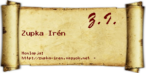 Zupka Irén névjegykártya